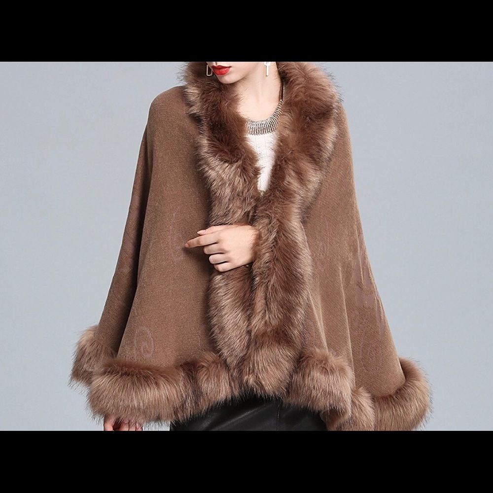 Faux fur shawl wrap